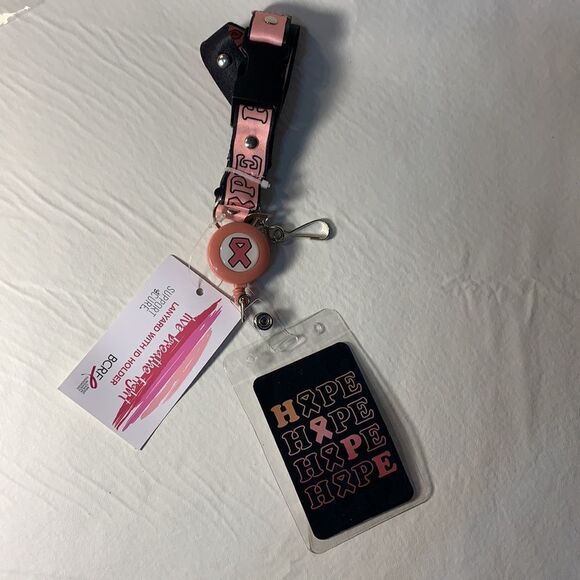 Breast Cancer Hat Lanyard ID Holder 2 PK Bracelets - Picture 7 of 8